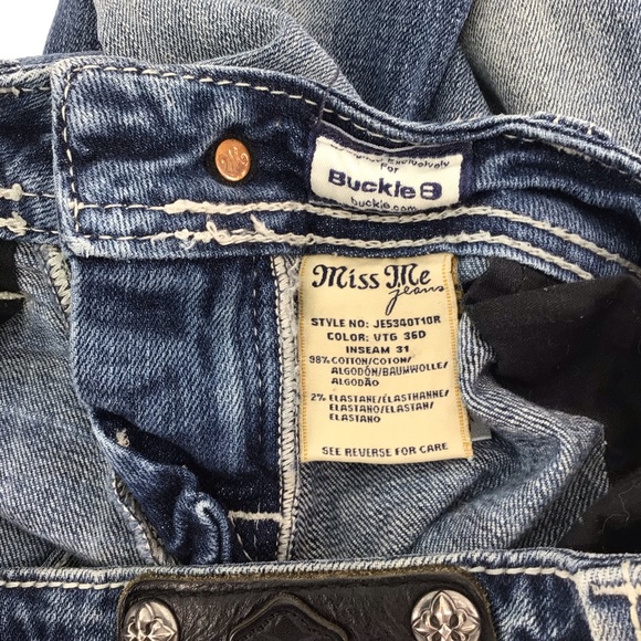 Miss Me Style JE5340T10R Accent Sequin Straight Leg Jeans Sz 26 - Picture 5 of 16